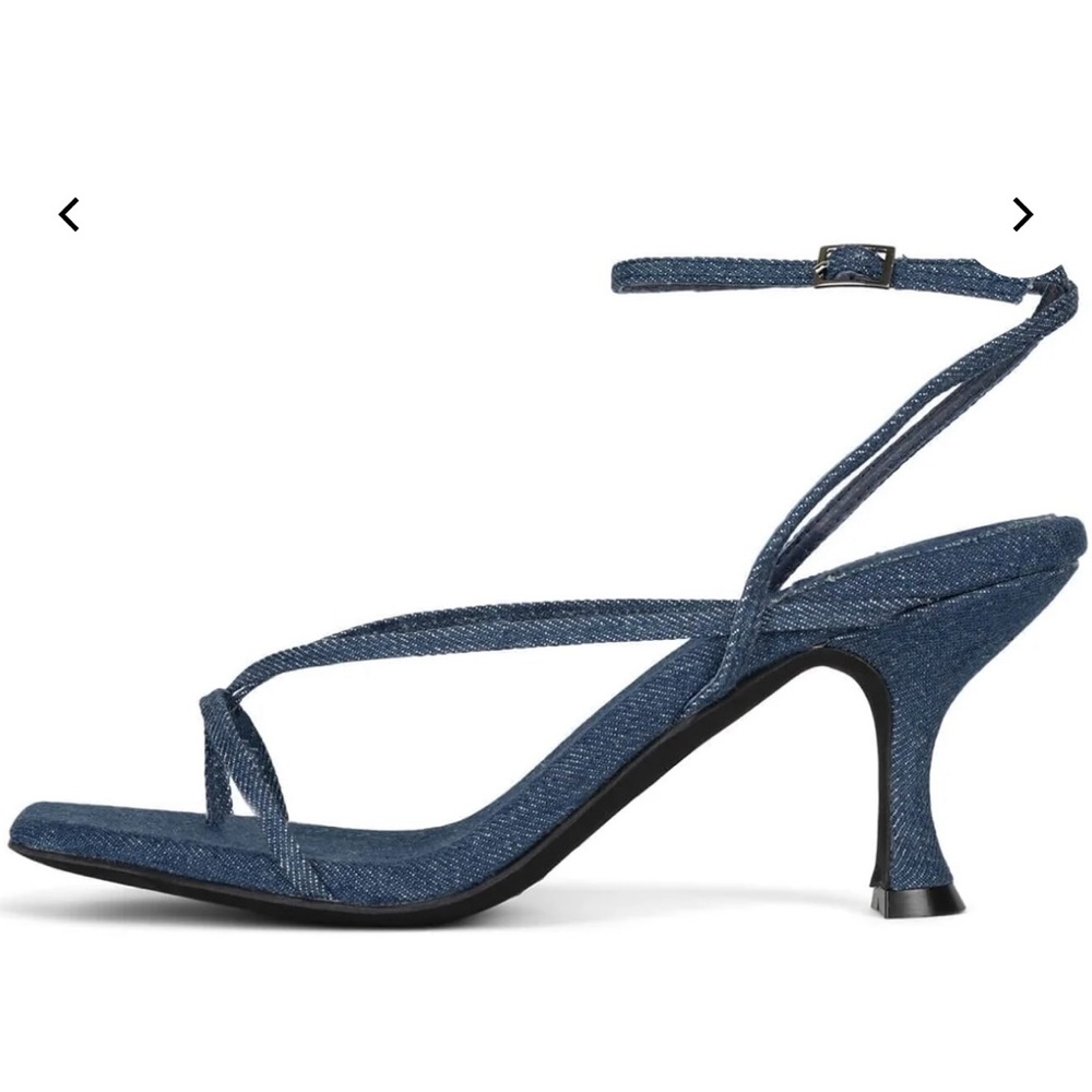 Denim Strap Kitten heels sandals - Picture 2 of 9